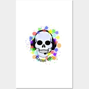 Game on gamer skull Posters and Art